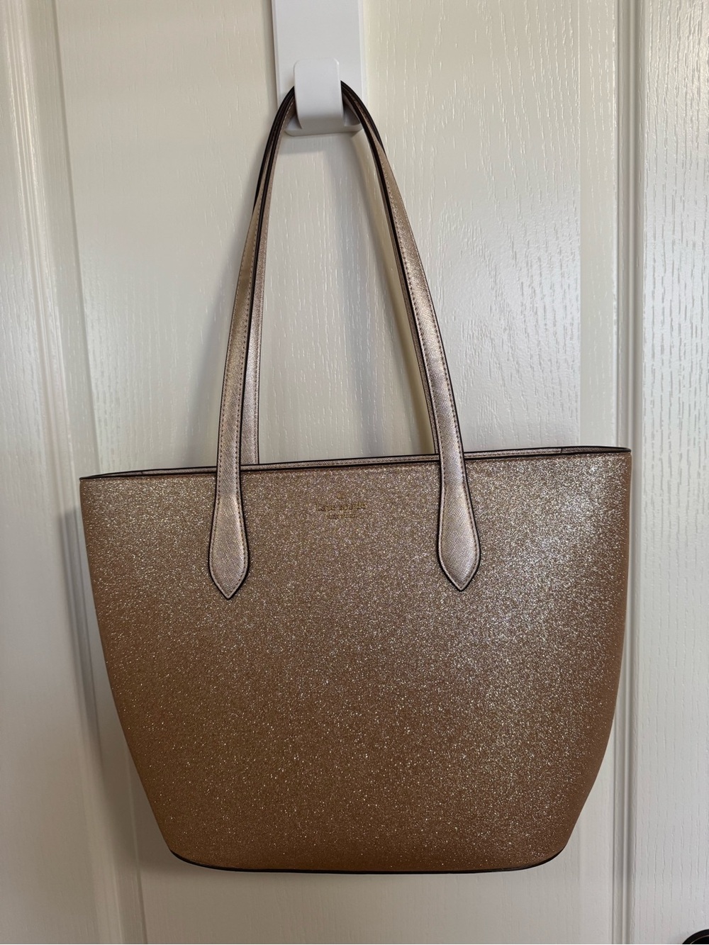 Kate Spade Champagne Gold Glitter Tote Bag Shoulder Handbag